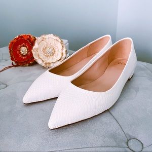 J. Crew Pointed-Toe Flats in Snakeskin-Printed Leather